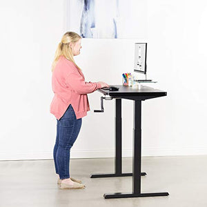 VIVO Manual Height Adjustable 43 x 24 inch Stand Up Desk, Black Solid One-Piece Table Top, Black Frame, Standing Workstation with Foldable Handle, DESK-KIT-MB4B