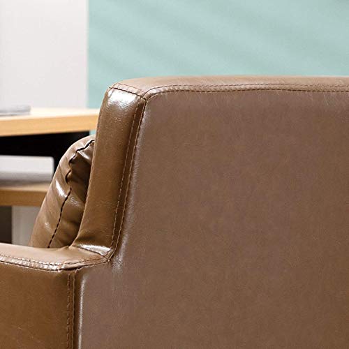 LWW Chairs,Fashion Mid-Back Sofa Task Chairs,Swivel Leather Computer Desk Chairs,for Home Office,Brown