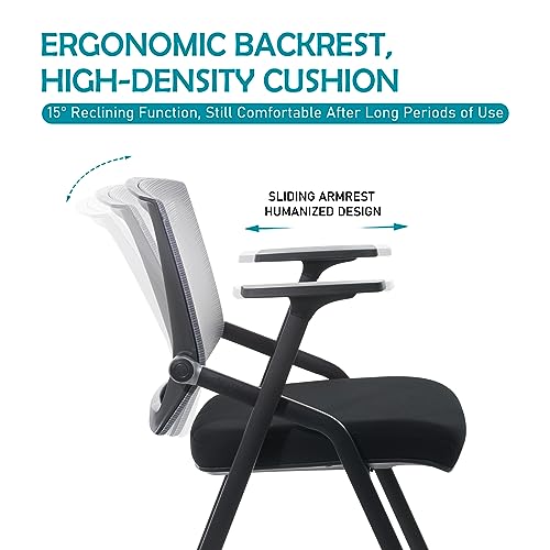 BLANEDUO Folding Conference Room Chairs with Lumbar Support & Armrests, Stackable (4 Pack)