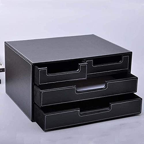 None File Storage Cabinet PU Leather Organizer with 4 Small Drawers (Size: A1/B1)