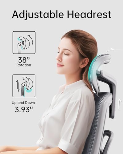 Hbada E208 Ergonomic Office Chair with 3D Adjustable Armrests and High Back - White