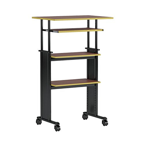 Safco Products 1929CY Muv 35-49" H Stand-Up Desk Adjustable Height Computer Workstation with Keyboard Shelf, Cherry