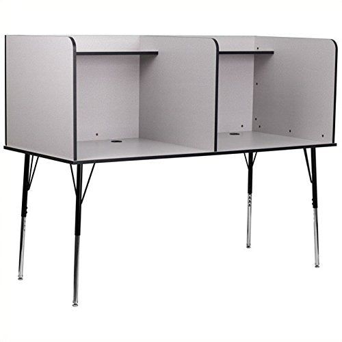 Scranton & Co Double Wide Study Carrel in Nebula Grey