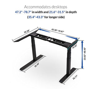 FlexiSpot 48'' E3LB-L Corner Standing Desk Frame L-Shaped Desk - Electric Adjustable Height Sit Stand Desk / 2 Motors and 3 Tiers（Frame ONLY）