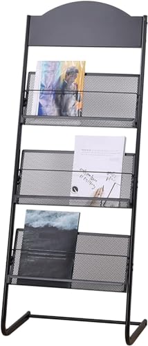 JCSMJCSM Magazine Rack with 3 Compartments, Steel File Storage - Black