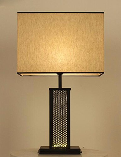 CJSHVR-Modern simple iron art, new Chinese table lamp, restoring ancient times, warm bedside, study lamp, round lamp, creative decorative desk lamp