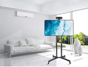 YokIma Universal Mobile TV Cart, 32-65 Inch Floor Stand with AV & Laptop Shelf, Height Adjustable, 110lbs Capacity