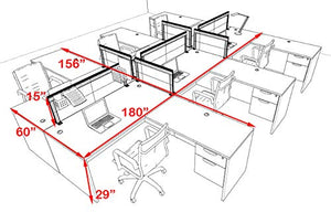 UTM Furniture Modern Aluminum Office Workstation Desk Set, OT-SUL-FPS48