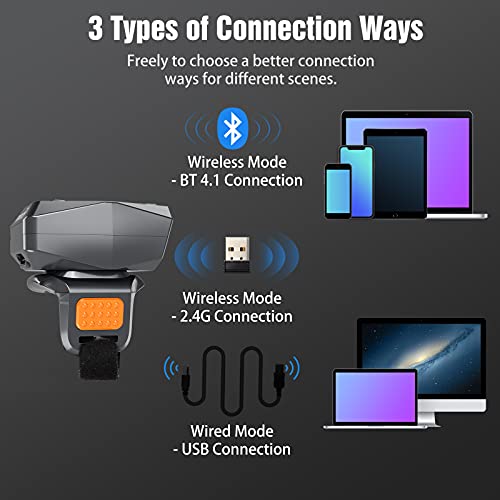 Eyoyo 2D Bluetooth Ring Barcode Scanner, Wearable Wireless Scanner