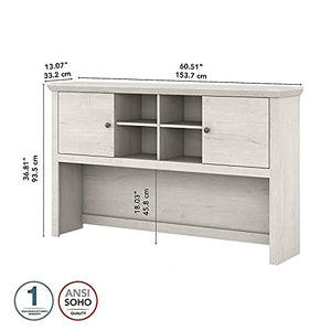 Pemberly Row Desk Hutch 60W in Linen White Oak - Engineered Wood