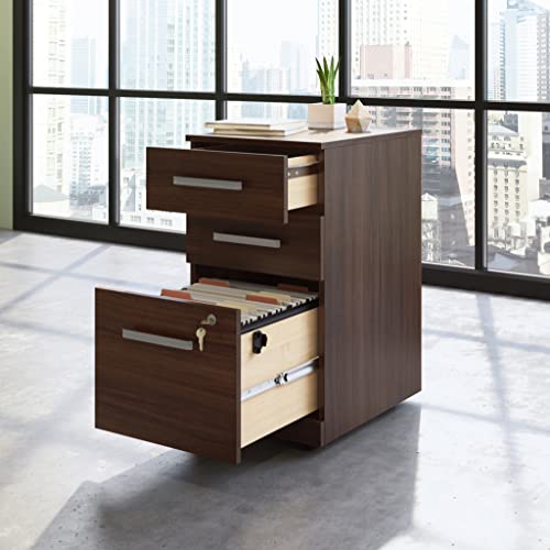 Sauder OfficeWorks 3 Drawer Mobile File Cabinet, Noble Elm, 15.55" x 19.45" x 28.43