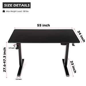 OUTFINE Height Adjustable Standing Desk Electric Dual Motor Home Office Stand Up Computer Workstation (Black, 55")