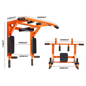 Pull-Up Bar Wall Mount Chin Up Bar with Hangers for Punching Bags Power Ropes Strength Training Equipment for Home Gym 880 LB Weight Capacity (Color : Orange)
