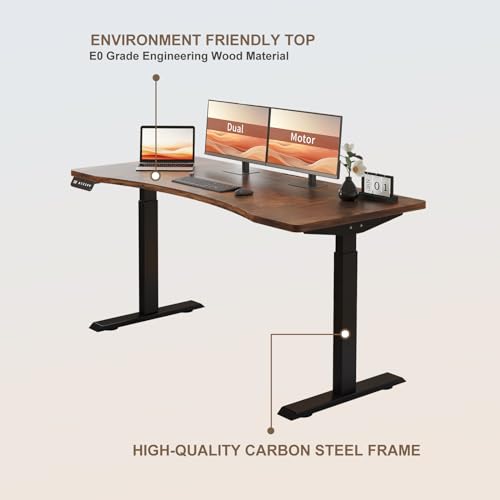 Sileye Electric Sit Stand Up Table, Height Adjustable, 63x30, Rustic Brown