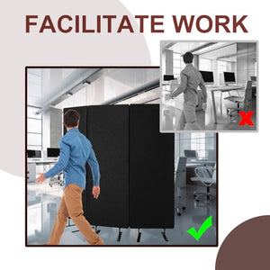 Pangda Privacy Divider Freestanding Acoustic Panel 72 x 66 Inch - Black