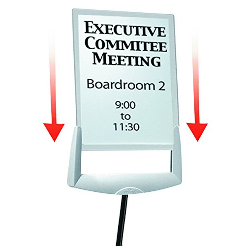 Durable Acrylic Floor Standing Sign, Letter-Size Inserts, Sturdy Aluminum Base, Extends from 40"" to 60"" Height, SHERPA Design (558957)", gray