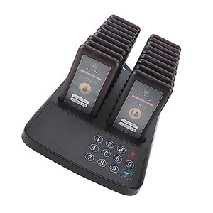 aqxreight Restaurant Pager System Wireless Social Distancing Pagers Matte Black Touch Screen 18 Pagers (US Plug)