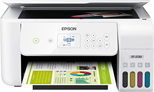 Epson EcoTank ET-27 20 Series Wireless All-in-One Color Supertank Inkjet Printer Print Copy Scan Mobile Printing Voice-Activated Print 1.44" Screen High-Speed USB White