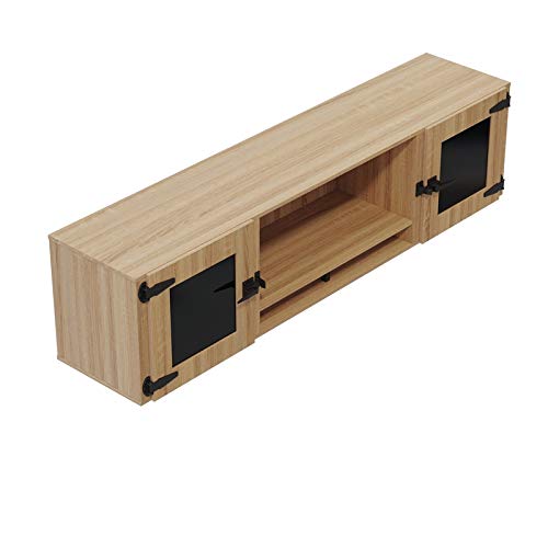 Mirella 66" Wall Mounted Hutch with Glass Doors in Sand Dune