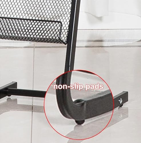 ESASAM Floor Standing Magazine Rack, Metal Pamphlet Display - White/Black