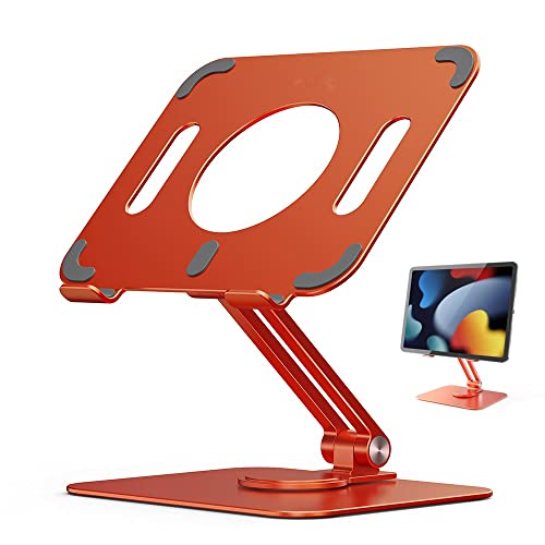EYHLKM Tablet Stand Desk Riser 360 Rotation Multi-Angle/Height Adjustable Foldable Holder Dock for 5-13.9 Inch Phone Tablet Laptop (Color : B)