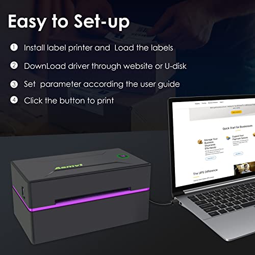 Asmvt Thermal Label Printer-Shipping Label Printer,150mm/s 4x6 Desktop Label Printer for Shipping Packages, Small Business, USPS, FedEx, Shopify, Etsy, Amazon,Compatible with Windows & Mac
