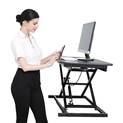 Standing Desk Converter Height Adjustable 31.4inch Sit to Stand Up Desk Riser Home Office Desk Workstation for Dual Monitors Laptop (Color : Black)