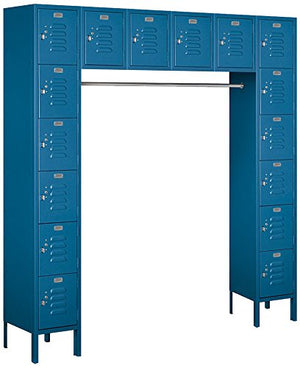 Salsbury Industries 66016BL-U Six Tier Box Style Bridge 16 Box 18-Inch Deep Unassembled Standard Metal Locker, Blue