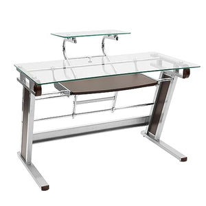Techni Mobili Glass Computer Desk with Sturdy Chrome Base