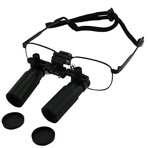6.0X Magnification Dental Loupes, Prismatic Keplerian Style Titanium Frame, Dental Surgical Medical Binocular 45mm Field of View + 25mm Depth of Field + 420mm Working Distance