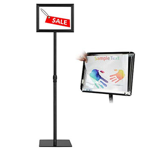 Sign Holder Adjustable Pedestal Poster Stand Heavy Duty Business Sign Stand Aluminum Snap Open Frame for Vertical and Horizontal View (8.5 x 11 Inch, 5 Pack)