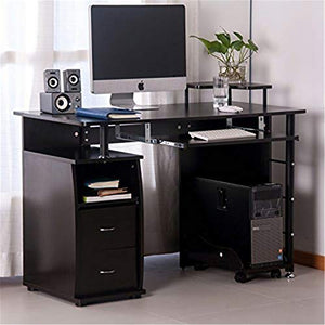47.2'' Desktop Computer Desk - Home Office Desk Table Study Workstation with Pull-Out Keyboard Tray and Drawers, Espresso