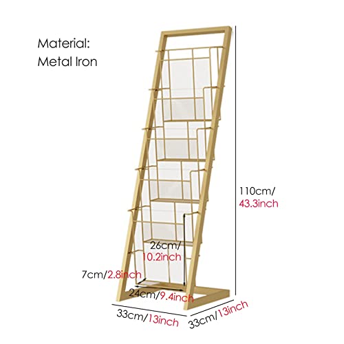 YXXSDP Narrow Vertical Magazine Rack/Brochures Holder - Black Metal Literature Organizer