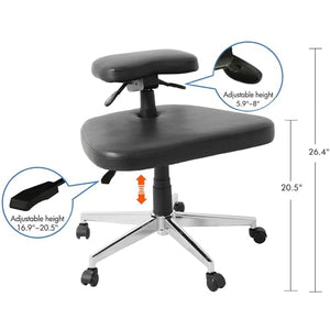 LHOOCX Ergonomic Cross Legged Kneeling Chair with Adjustable Tilt and Height - Black