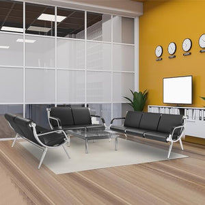 Leadzm Waiting Room Chairs with Arms - PU Leather Lobby Bench Seating