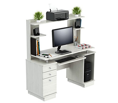 Inval America Computer Work Center With With Hutch, Laricina White