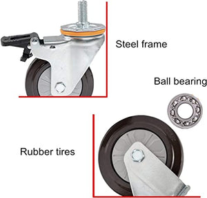 ROLTIN Office Castors 4 Inch Rubber Caster Wheels - Heavy Duty Swivel for Furniture - 336kg Load Capacity