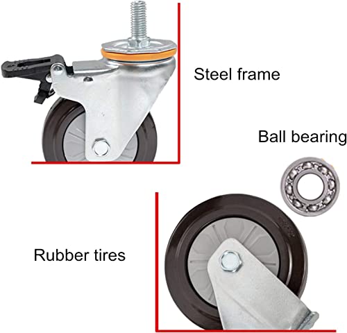 ROLTIN Office Castors 4 Inch Rubber Caster Wheels - Heavy Duty Swivel for Furniture - 336kg Load Capacity