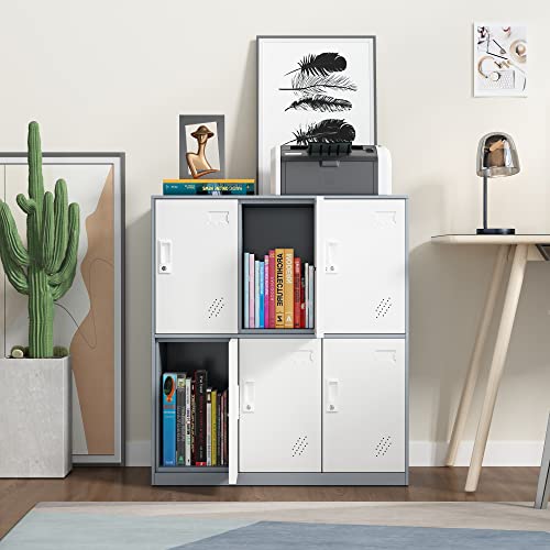 Metal Storage Cabinet with Card Slot - White+Gray 37.8" L*37.8" W*4.33" H