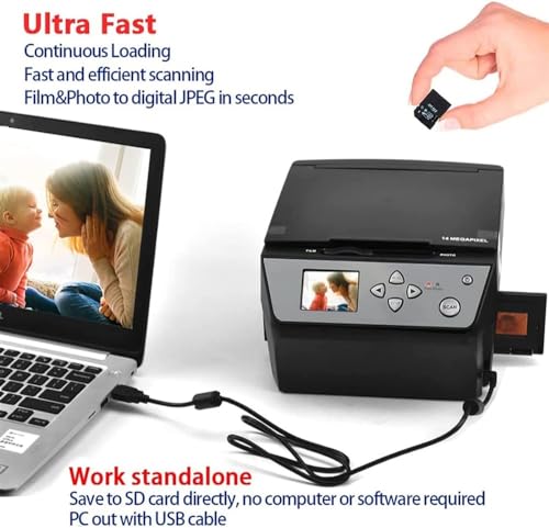 MAHWER Slide Scanner, Convert Color & B&W 35mm, 110Film Negatives to JPEG, 22MP Digital Film