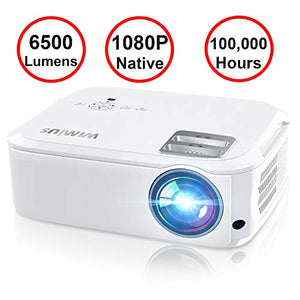 Projector, WiMiUS P21 6500 Lumens Video Projector Native 1920×1080 LED Projector Support 4K Zoom 300" Display 100,000H Lamp Compatible with Fire TV Stick Laptop Phone Xbox PS4 Power Point Presentation
