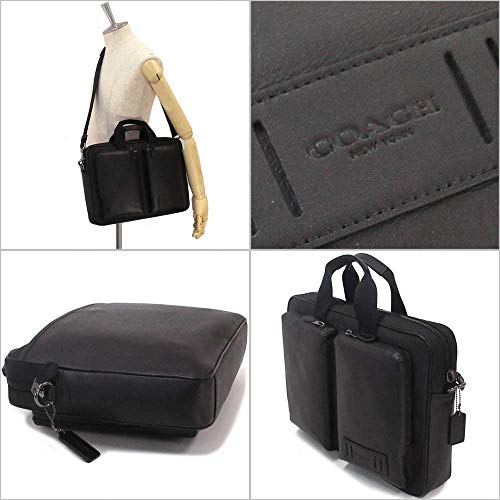 COACH Mens Rider Briefcase Leather Messenger Bag in Black - #6705