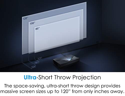Optoma CinemaX P1 4K UHD Laser TV Home Theater Projector | Bright 3000 Lumens | Ultra Short Throw | Integrated NuForce Soundbar | Stream Netflix and Prime Video | Works with Alexa and Google, Black