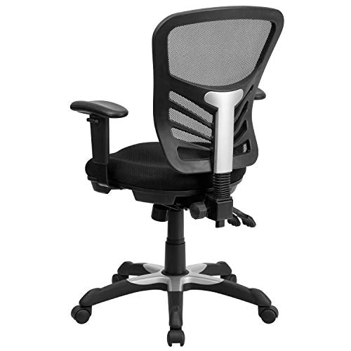 Flash Furniture Mid-Back Black Mesh Multifunction Executive Swivel Ergonomic Office Chair with Adjustable Arms