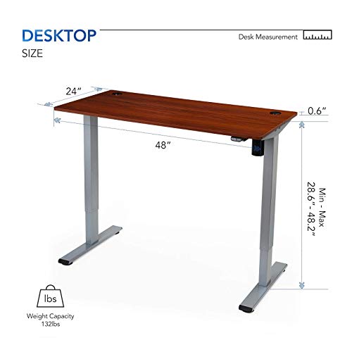 Flexispot Standing Desk 48 x 24 Inches Height Adjustable Desk Electric Sit Stand Desk Home Office Desks Vici (Gray Frame + Mahogany Top)