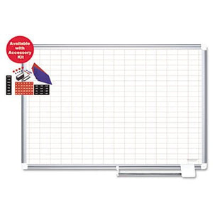 MasterVision 36" x 48" Magnetic Gold Ultra 1x2 Grid Planner Whiteboard with Accessory Kit