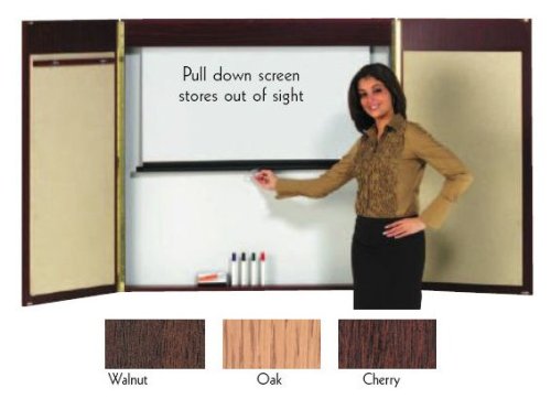 Conference Cabinet Enclosed Combination Whiteboard Frame Finish: Laminate Walnut, Size: 4' H x 4' W