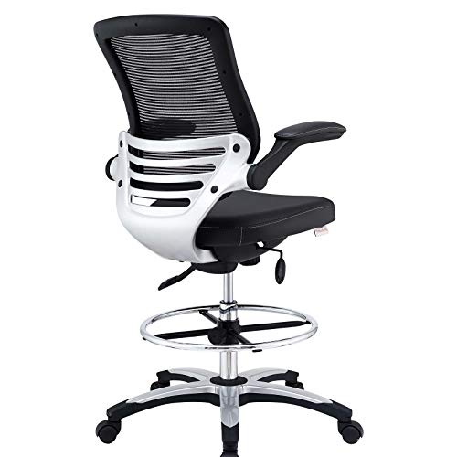 Modway Edge Drafting Chair - Reception Desk Chair - Flip-Up Arm Drafting Chair in Black