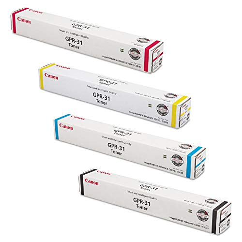 Canon GPR-31 2790B003AA 2802B003AA 2798B003AA 2794B003AA ImageRunner C5030 C5035 C5235 C5240 Toner Cartridge Set (Black Cyan Magenta Cyan, 4-Pack) in Retail Packaging