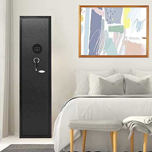 Rifle Gun Safe, Long Safes for Home and Pistols, Quick Access 4-Gun Electronic Gun Cabinet for Rifles and Shotguns, INVIE Gun Locker with Handgun Lockbox Slient Mode (Keyboard PIN Code)